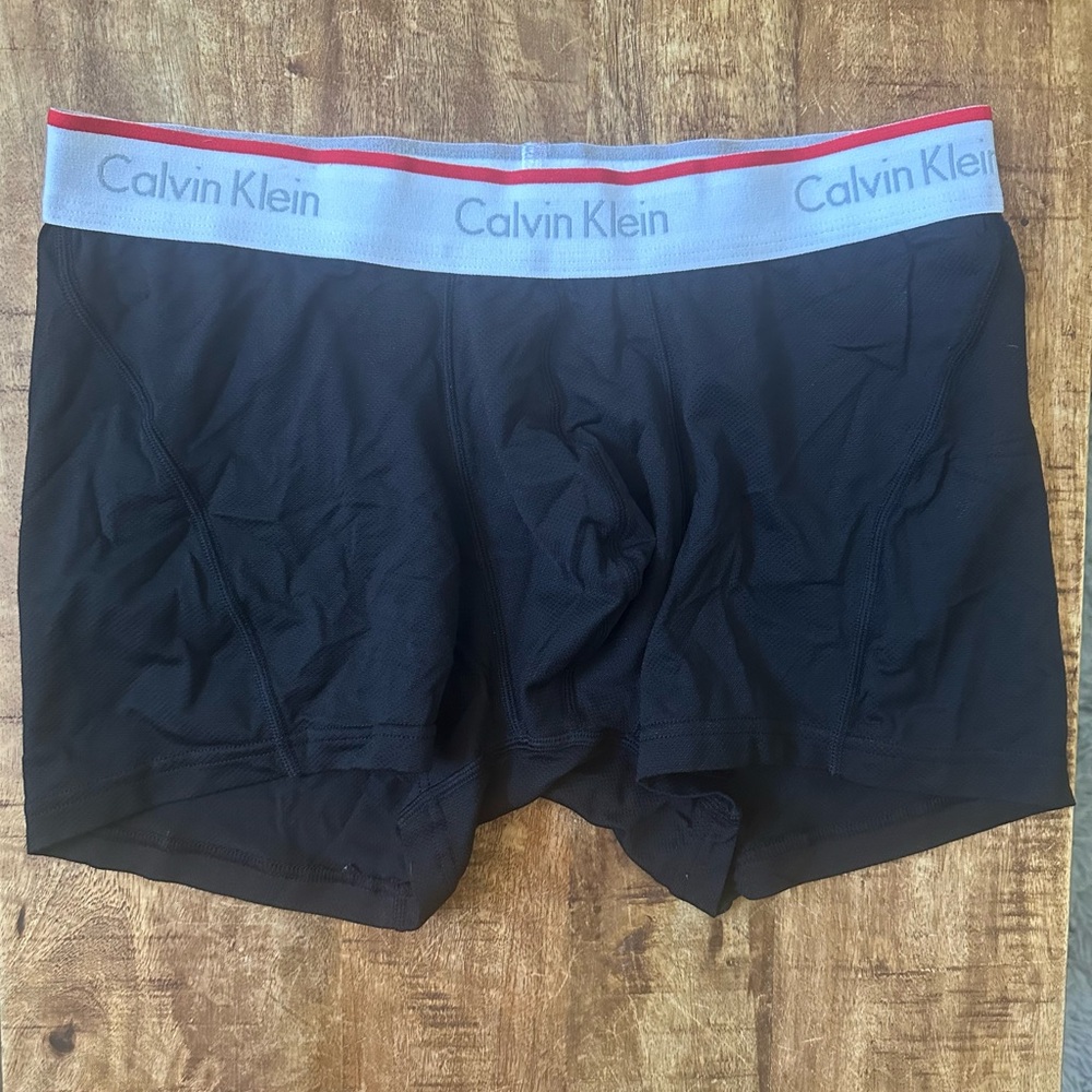 Calvin Klein Athletic Black Boxer Brief Trunks with Red Trim